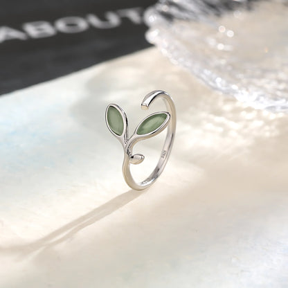 PANJBJ 925 Sterling Silver Lotus Ring For Women Retro TextureJewelry Irregular Creativity Adjustable Jewelry Party Gift Dropship