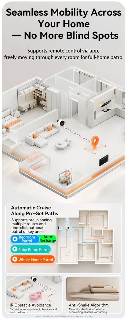 AIOOK Smart Robot Camera 5G WiFi HD 2K Camera Pet Tracking Laser Indicator TUYA Pet Camera Auto Charging Auto Obstacle Avoidance
