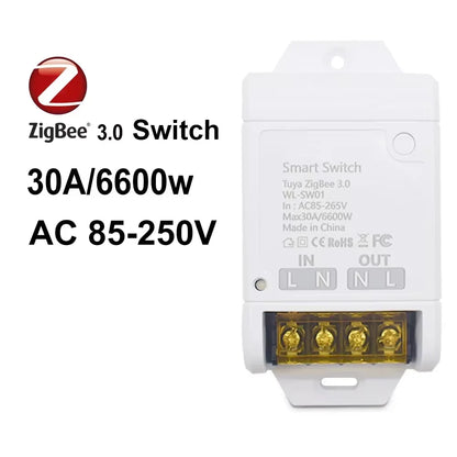 ZIGBEE/WiFi Smart Switch 30A 6600W/4000W Relay Module AC DC7-32V 85-250V Timer Home Automation Alexa Works with Tuya Smartlife