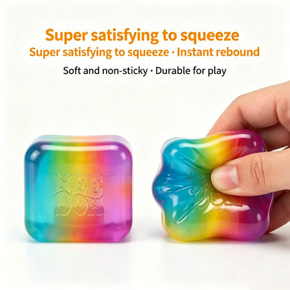 Schylling Nee Doh Rainbow Cube Soft Squishy Fidget Toy Fingertip Stress Relief Surprise Blind Box Sensory Relax Gift