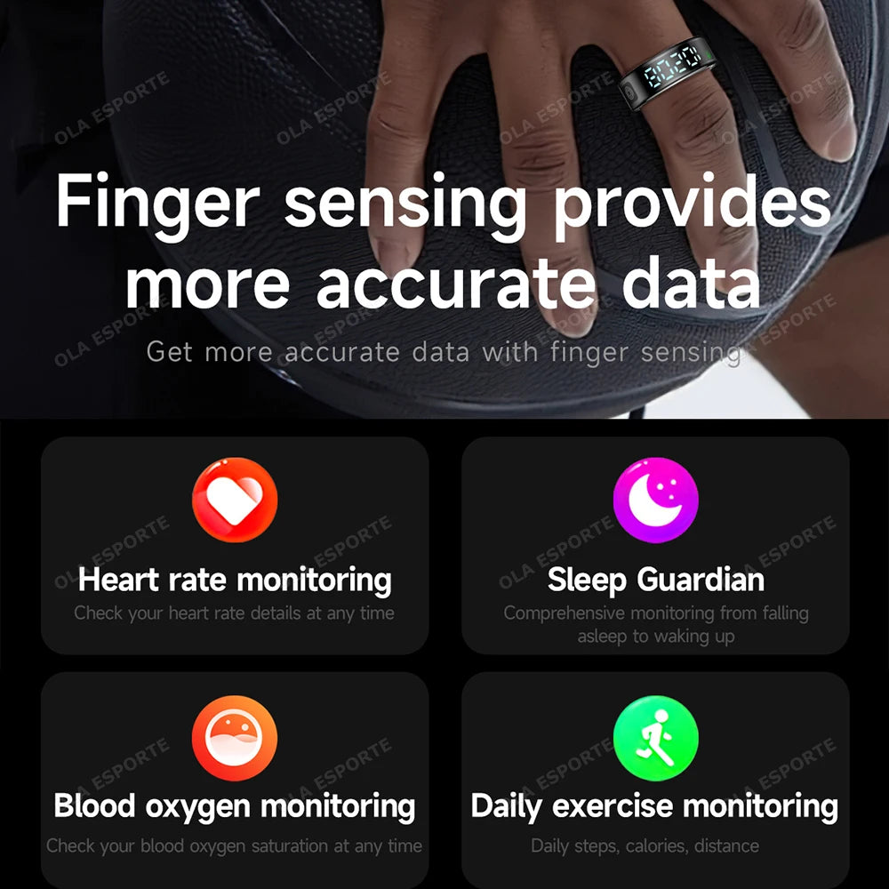 2026 Smart ring with charging compartment HD screen，sports mode 5ATM waterproof，long battery life smartring for ios Andriod