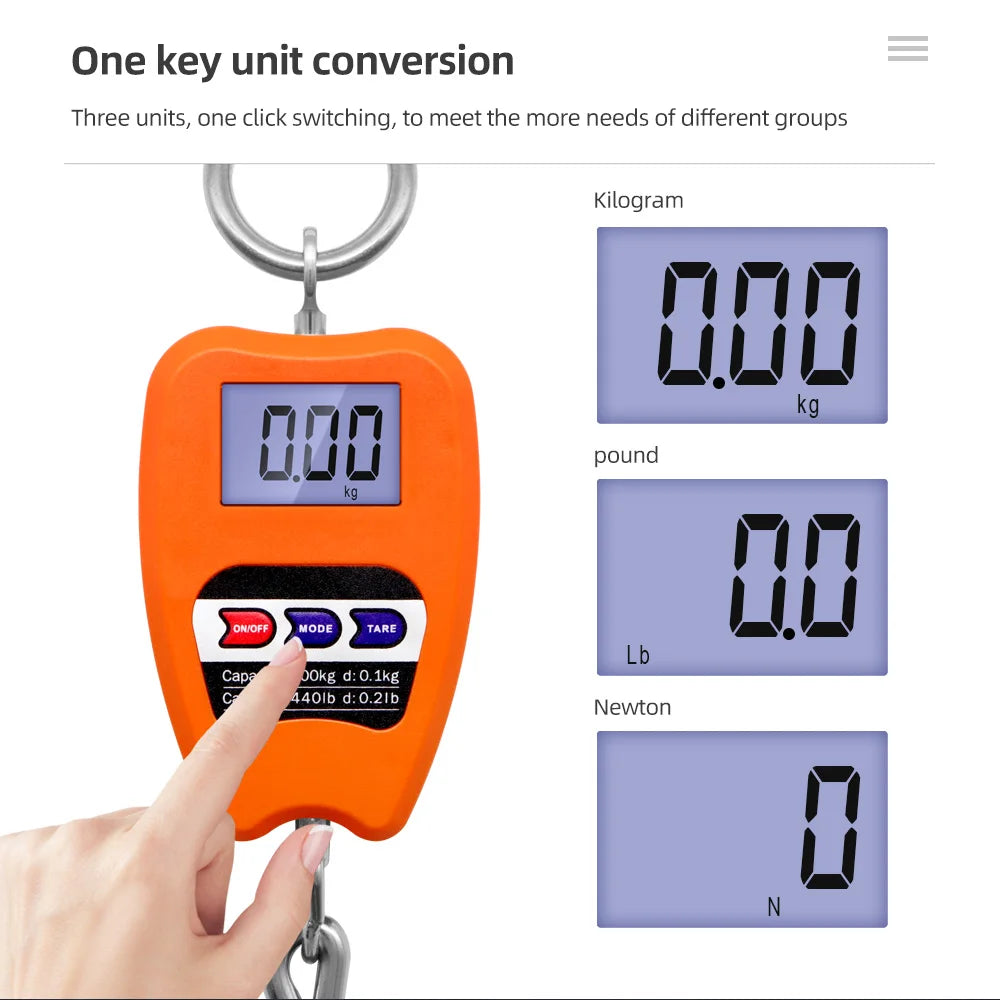 200kg/50kg Hanging Scale Digital Backlight Electronic Scales Fishing Weights Pocket Scale Luggage Crane Scale