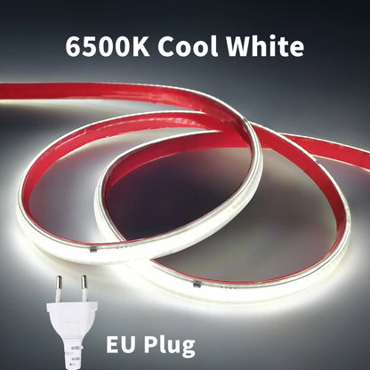 220V COB LED Strip Light 296 LEDs/m High Brightness Waterproof Flexible LED Tape Ribbon for Room Kitchen Outdoor Lighting 230V