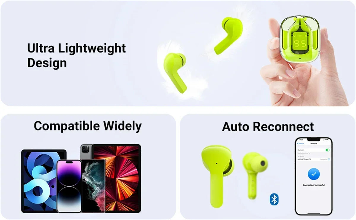 Transparent Crystal ENC Noise cancelling Earphones & Headphones Auriculare inalambrico Gaming Air 31 TWS Wireless Earbuds