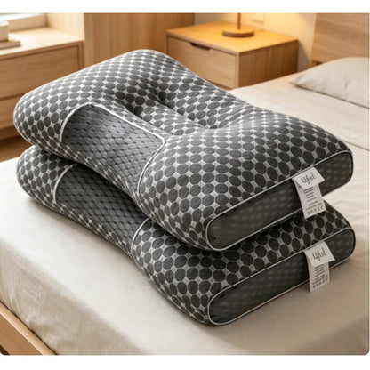 2PCS Soybean Fiber Neck Pillow Grey Cervical Support Orthopedic Massage Pillow Comfort Sleep Pillow Home Rest Decor