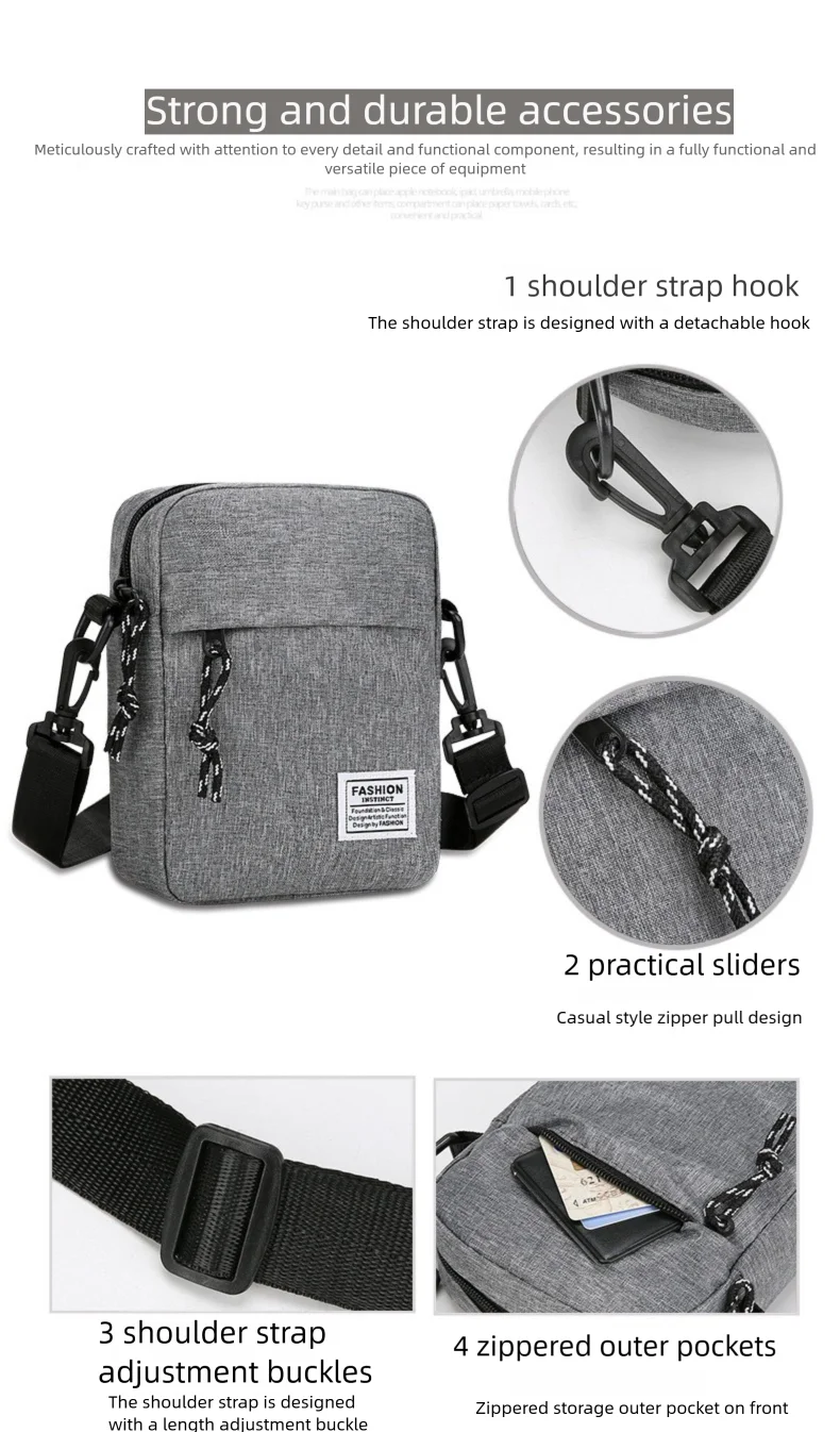 1Pcs 14×5×19cm Men Womens Canvas Crossbody Bag Lightweight Mini Shoulder Phone Pouch for Outdoor Hiking Travel Sports Square Bag