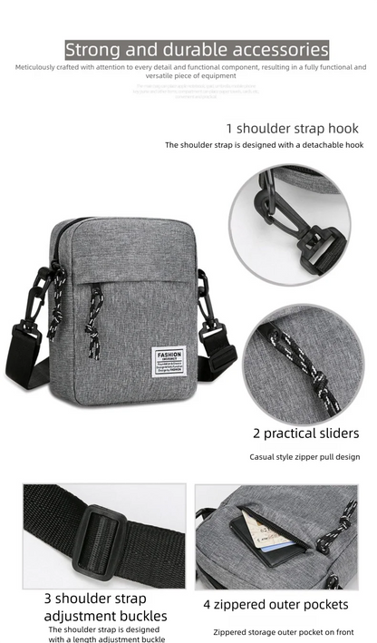 1Pcs 14×5×19cm Men Womens Canvas Crossbody Bag Lightweight Mini Shoulder Phone Pouch for Outdoor Hiking Travel Sports Square Bag