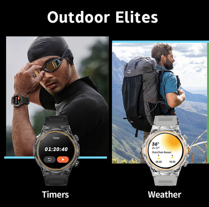 LIGE 2026 Nowy Zewnętrzny Wojskowy Zegarek Smartwatch z Baterią 400 mAh, Wodoodporność 5ATM, Latarka, Monitor Tętna, Tracker Sportowy dla Mężczyzn