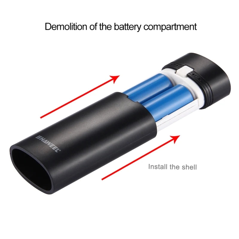 HAWEEL Phone Power Bank Box DIY 2x 18650 Battery 5600mAh Power Bank Shell Box with USB Output & Indicator, , Battery Not Include