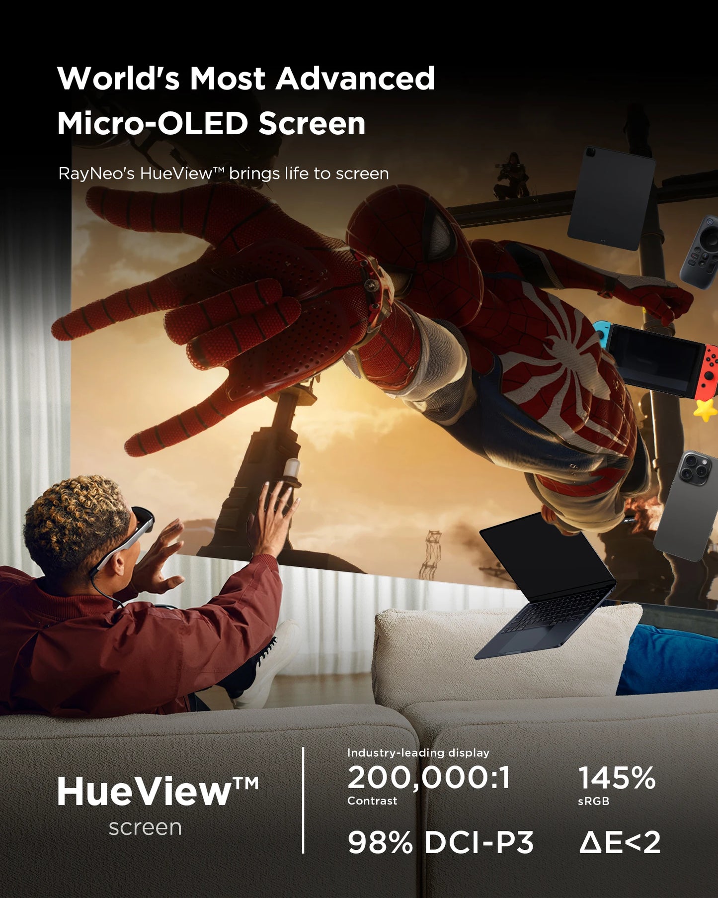 TCL RayNeo Air 4 /Air 4 PRO /Air 3S/2S Inteligentne okulary AR 201-calowy Micro OLED 3D HD Prywatne Kino do telefonu, komputera, konsoli do gier