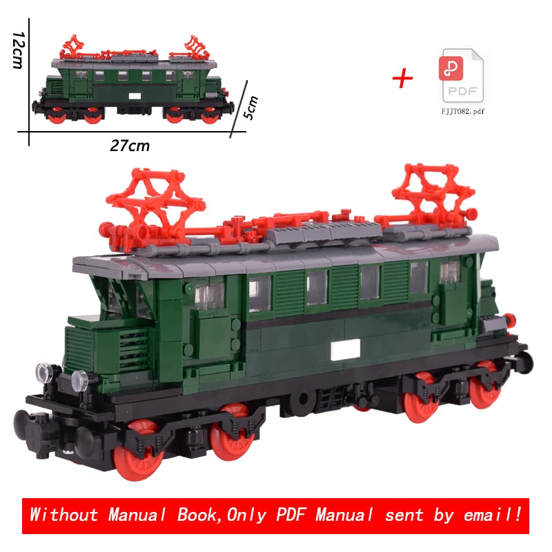 Vintage Dual Cab Train MOC Blocks, Detailed Retro Railway Locomotive, Educational DIY Toy for Train Fans, No Paper Manual