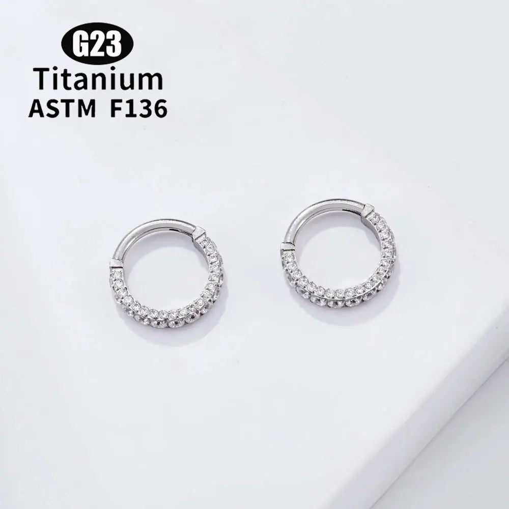 G23 Titanium Cz Septum Clicker Hoop Nose Stud Hinged Segment Labret Ear Tragus Cartilage Daith Helix Piercing Nose Ring Jewelry
