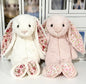 JC Bonnie Rabbit Plush Toy with Floral Ears Kawaii Stuffed Doll Soft Sofa Cushion Kids Birthday Gift Room Decor