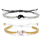 Couple Bracelets Rings Yin Yang Tai Chi Alloy Pendant Adjustable Braid Chain Necklace Matching Lover Bracelet Necklace Earring