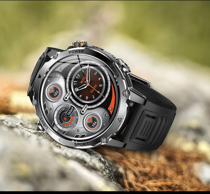 Smartwatch LIGE 2026 wojskowy, bateria 1400mAh, dla mężczyzn, latarka zewnętrzna, wodoodporność IP68, pulsometr, połączenia Bluetooth, bransoletka sportowa