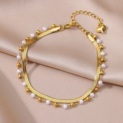Stainless Steel Imitation Pearl Anklets for Women Gold Color Chain Ankle Bracelet Anklet Summer Beach Jewelry Accessories Gift