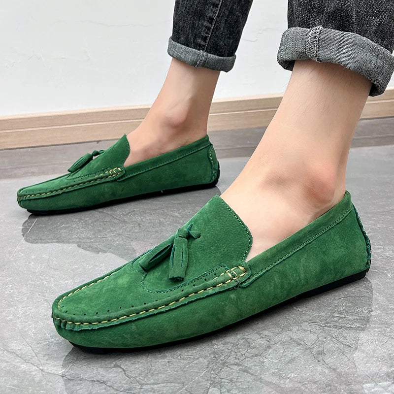 Loafer Men Orange Loafers Tassel Decor Slip on Driving Shoes Casual Business Moccasins Breathable Male Footwear Loafers