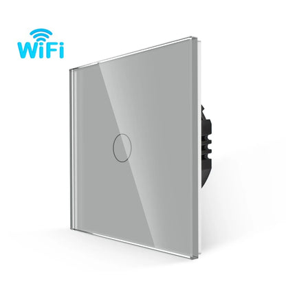Bingoelec Grey Smart Light Switch and WiFi Wall Socket with Crystal Glass Panel Switches with Sockets Home Improvement