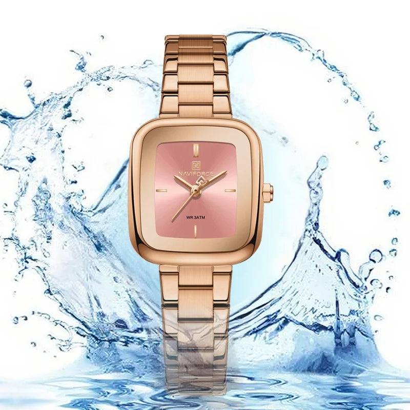 NAVIFORCE Women Quartz Watch Retro Fashion 3ATM Waterproof Stainless Steel High Quality Durable Elegant Daily Ladies Wristwatch