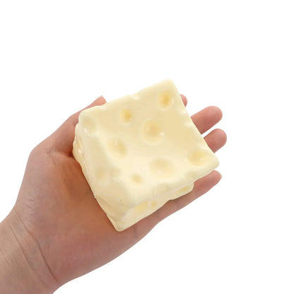 Shapeable Jumbo Cheese Cube Stress Ball Non-Bounce Anti-Stress Cheese Squeeze Fidget Toy Squishy Texture ASMR Sensory Stress Toy