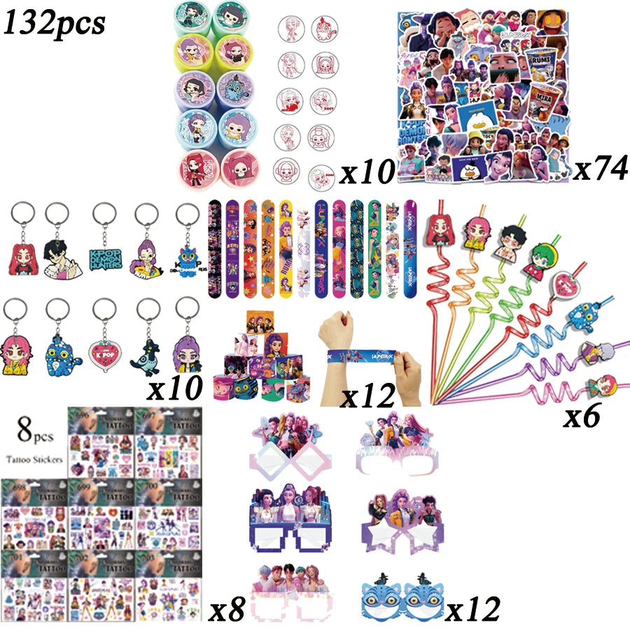 Demon Hunting Team Disposable Tableware Tablecloth Gift Bag Birthday Party Decoration Supply Classroom Reward Prize Fun Toy Gift