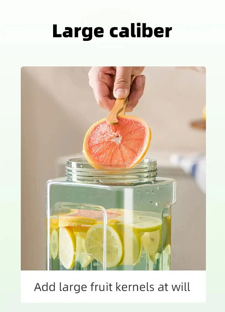 2.3/3.5l Refrigerator Cold Water Bottle With Faucet Large Iced Beverage Dispenser Beverage Juice Dispenser Kitchen Drinkware