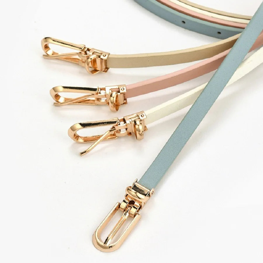 PU Leather Women Thin Belt Simple Solid Color Versatile Pin Buckle Thin Belt Dress Decoration Women Designer Belts NXD00