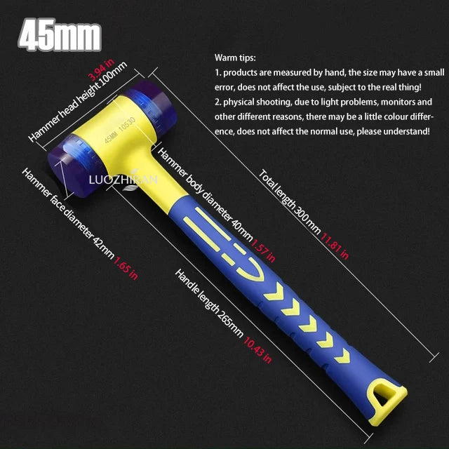 25-45mm Double-sided Rubber Mounting Hammer Detachable Hammerhead for Tile Flooring Door Window Crafts Jewelry Camping Hand Tool