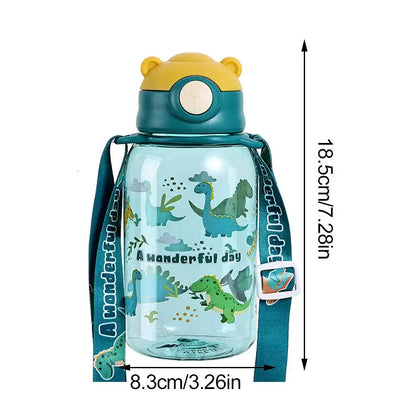 650ml Cute Water Bottle Cup With Straw Adjustable Shoulder Strap Portable Leakproof Students Kids Adults Outdoor BPA Safe 2026