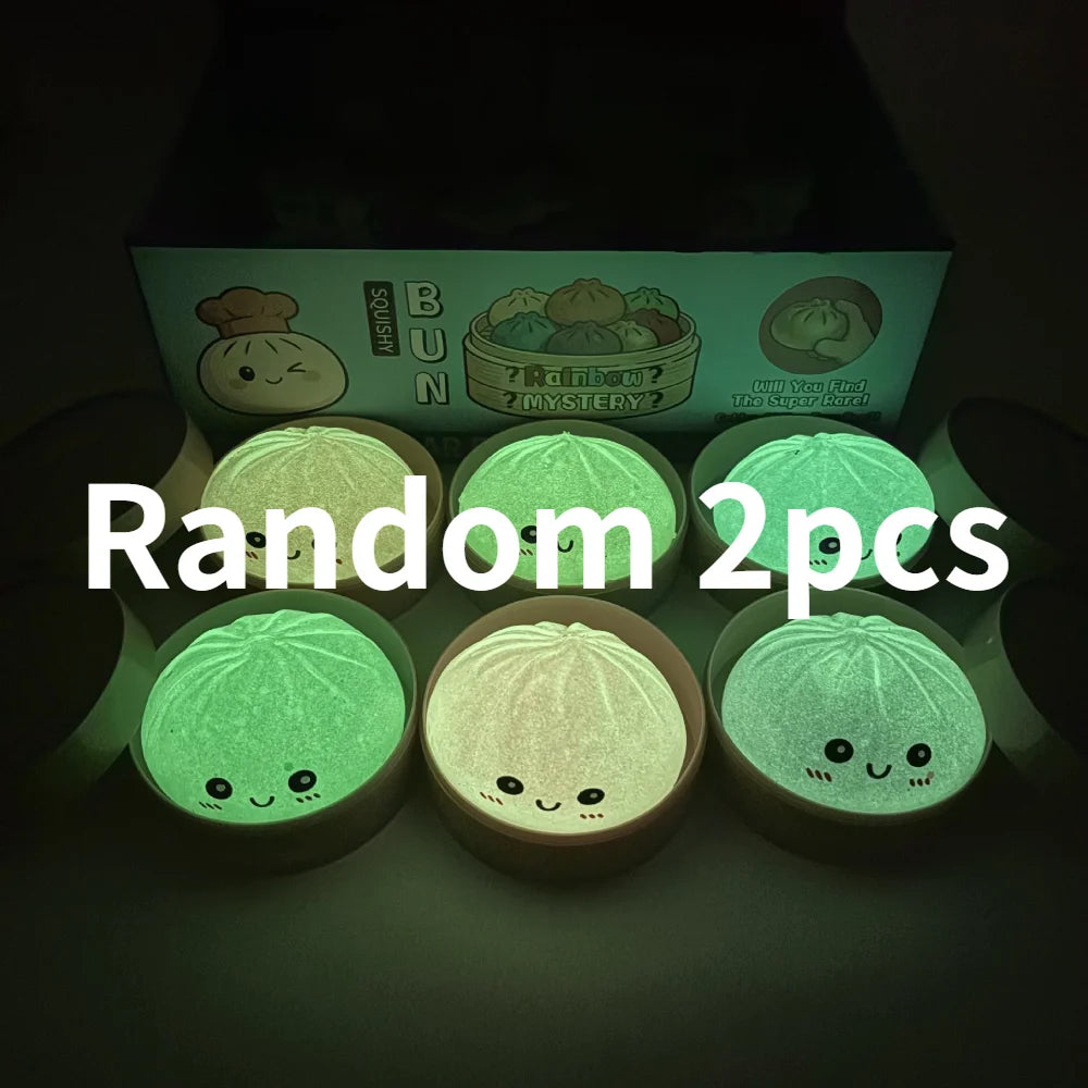 New Luminous Dumplings Squishy Expression Bun Toys Colorful Slow Rebound Simulation Stress Relief Bun Squeeze Toys
