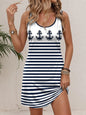 Nautical Anchor Dress Women Sleeveless Soft Sundress Bule White Stripe Summer New Casual  Daily Wear Fashion Female Trendy Tops