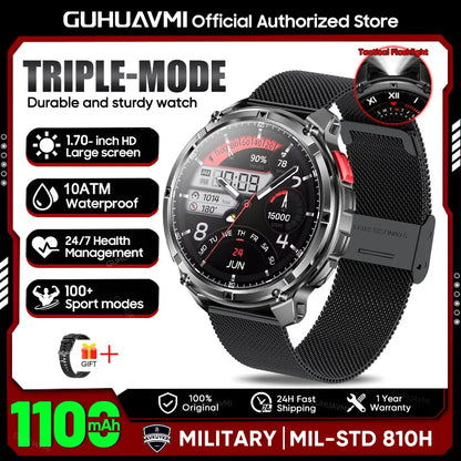 2026 New T-REX3 1100mAh Battery SmartWatch 10ATM Waterproof Compass Altitude HD Bluetooth call Sports Flashlight Smart Watch Men