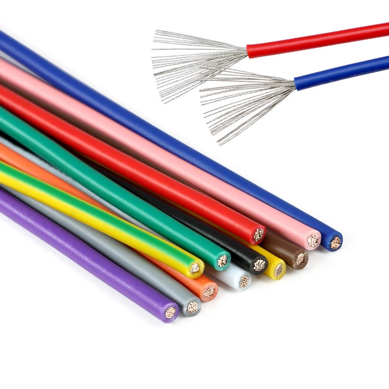 12Colors 1007 Stranded Electric Wire 5/10M 30/28/26/24/22/20/18/16AWG PVC Insulated Tinned Plating Copper Cable for DIY LED Line