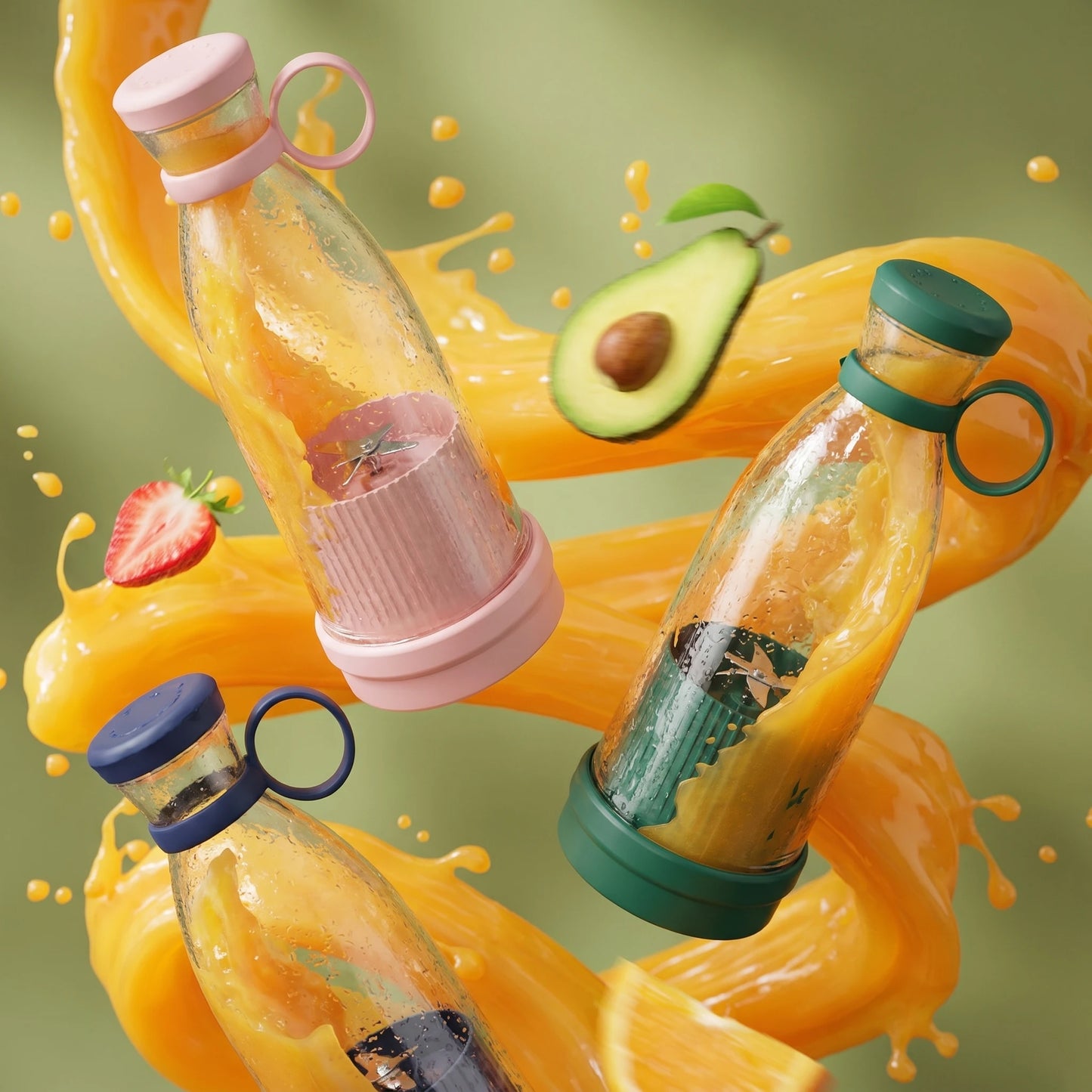 Portable Electric Juicer Cup with 6 Blades USB Mini Milkshake Blender Fresh Fruit Milk Mixing Tool for On-the-Go