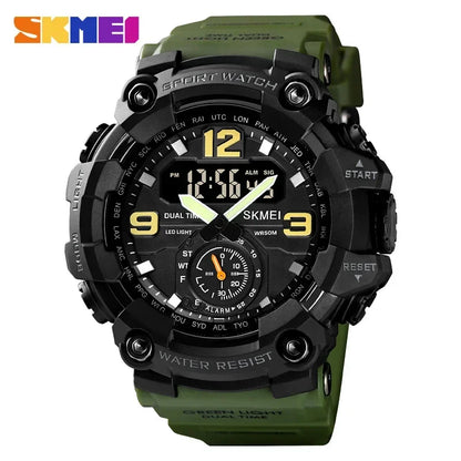 Skmei Dual Movement 3 Time Sport Wristwatch Mens Waterproof Electronic Watches Montre Homme Shockproof Digital Men Watch 1637