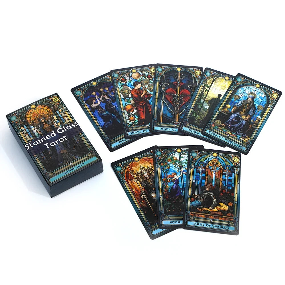 Tarot Cards Stained Glass Tarot Deck Divination and Insight Explore the Mystical World of Tarot Cards Oracle Card Board Game