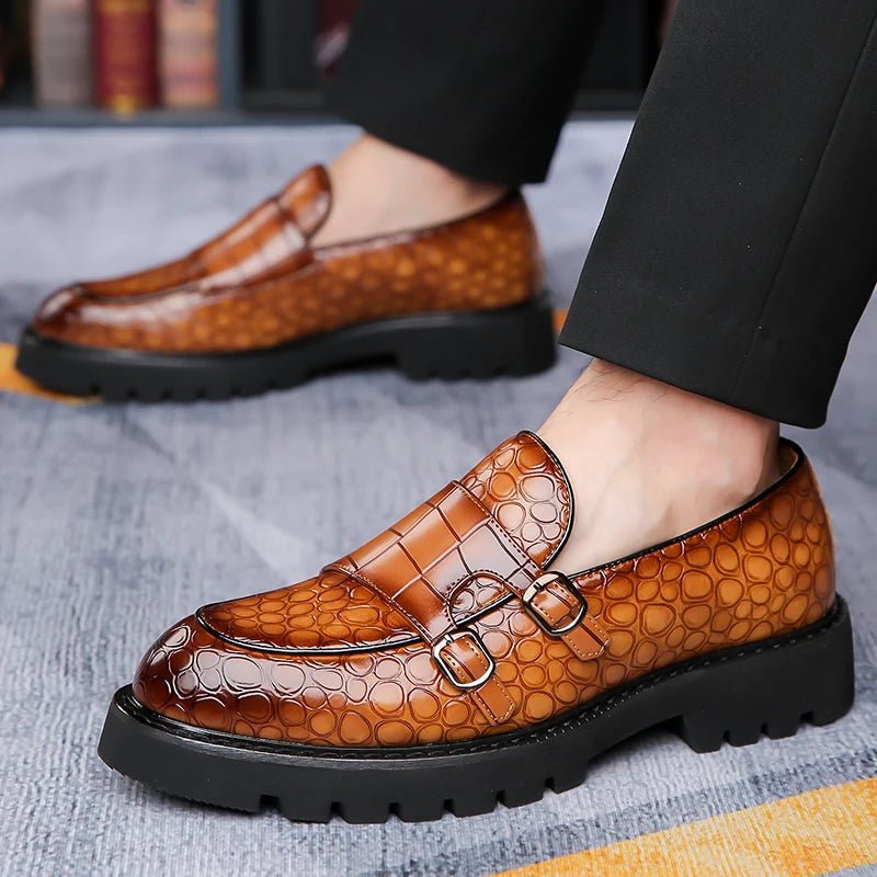Men's Trendy Comfortable Business Soft-Soled Loafers British Style Slip-On Breathable Work Party Derby Shoes-2996