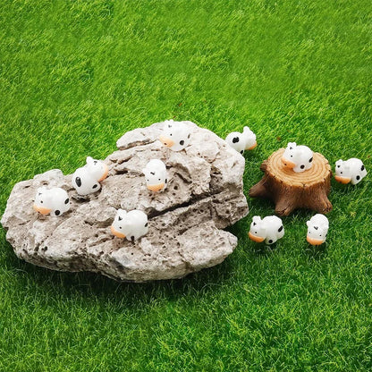 10/20 Pcs Mini Cow Figurines Mini Resin Cow Miniature Animals Figurines Fairy Garden Miniature Moss Landscape DIY Crafts