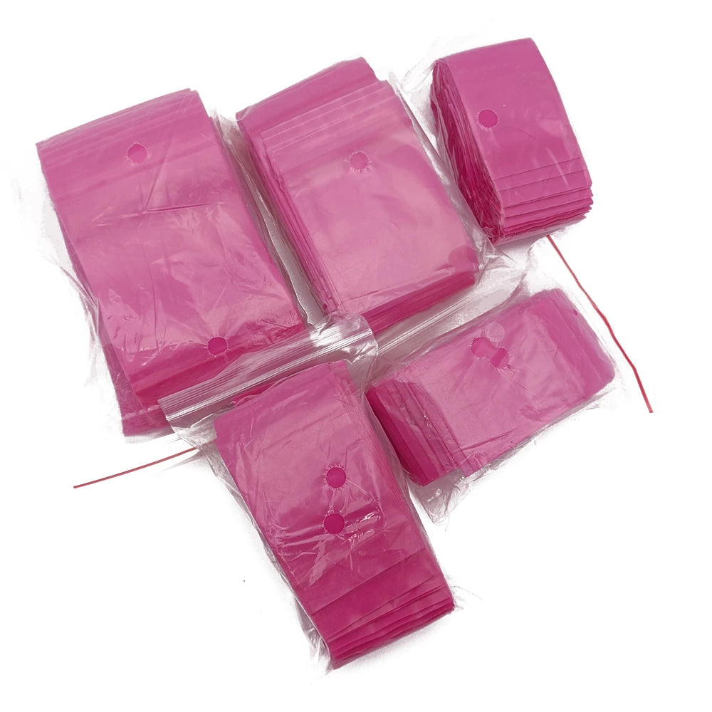Rose Red Plastic bag Small Size 4x6cm 7x10cm Reclosable Poly Sealing bag PE Zipper Bag  Pink plastic packaging bag 100PCS/LOT