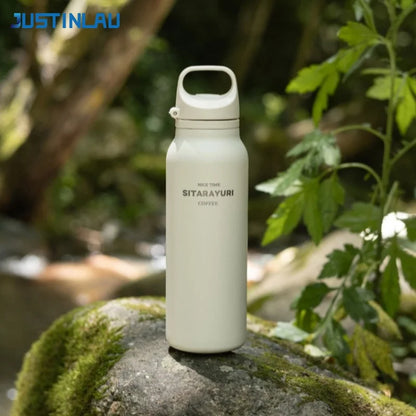 JUSTINLAU 600ML Insulated Bottle with Pop-up Lid Stainless Steel Keep Hot＆Cold Thermal Mug Outdoor Sports/Travel Water Cups