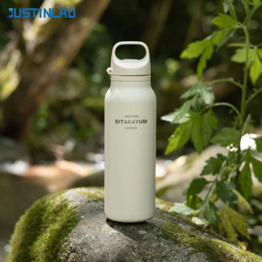JUSTINLAU 600ML Insulated Bottle with Pop-up Lid Stainless Steel Keep Hot＆Cold Thermal Mug Outdoor Sports/Travel Water Cups