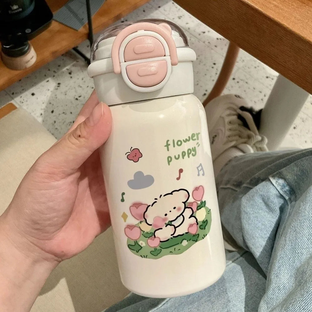 Cute 500ml Double Drinking Water Cup Cartoon Large Capacity Water Bottle with Straw Leak Proof Iced Coffee Cup Gym
