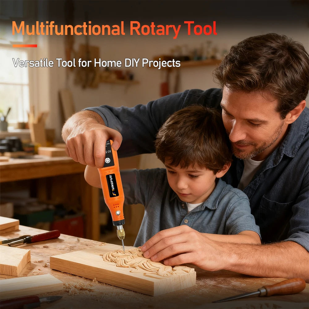 Mini Electric Rotary Tool 16000RPM USB Charging Power Tool Set 3.7V Lithium-Ion Battery Cordless Drill Pen for DIY Craft