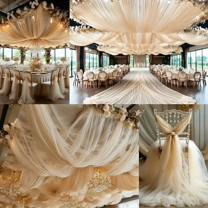 Tulle Fabric for Wedding Christmas Decorations DIY White Tutu Baby Shower Table Skirt Ceiling Decor Birthday Party Craft Supplie