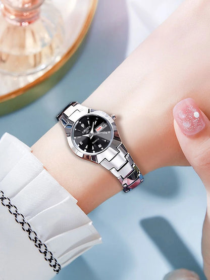 ORUSS Business Casual Womens Quartz Watches Luxury Fashion Wristwatch Stainless Steel Date Week 30M Waterproof Womens Wristwatch
