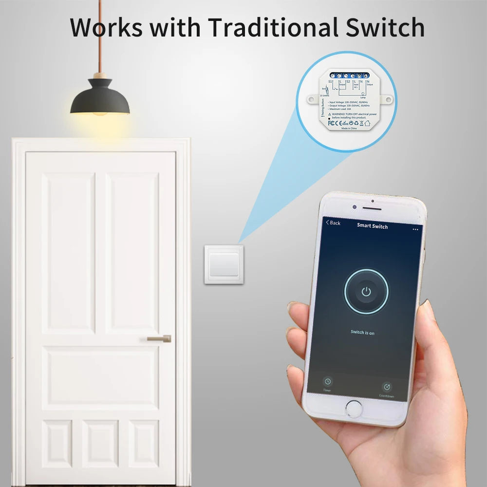 LoraTap Tuya Smart Life ZigBee WiFi Light Switch Module Dimmer Energy Monitor App Remote Control Alexa Google Home Voice Control