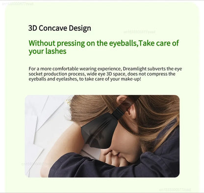 Dreamlight Eye Mask Sleep 3D Stereoscopic Sleep Aid for Men Women Adult for Sleeping Block Out Light Travel Blindfold Breathable