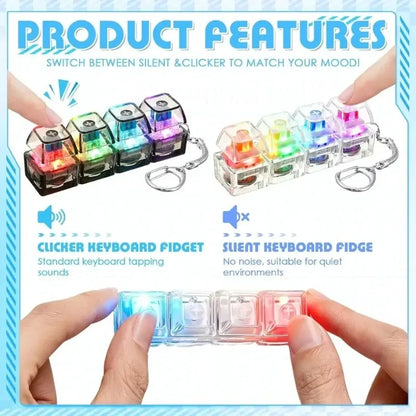 Original Multi-Style LED Light-Up Keycap Keychain Clicker Fidget Toy Stress Relief Portable Desk Accessory for Kids Adults