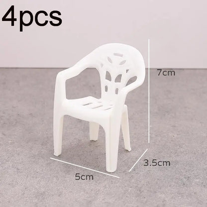 4pcs Miniature Backrest Chair Set Plastic Dollhouse Armchairs 1/6 Scale Doll Furniture Ideal Children's Gifts