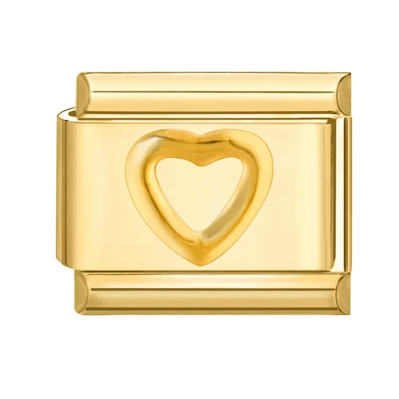 Fashion Women Men Gold Color Heart Butterfly Flower Italian Charm Link Fit 9mm Stainless Steel Bracelet DIY Jewelry